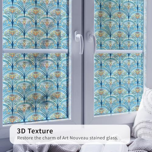 Chicskin 3D Vintage Stained Glass Window Film with Tools, Decorative Window Privacy Film for Room/Door/Home Decor, Twilight Iris, 16.93"X78.74"(43X200CM) - Image 4