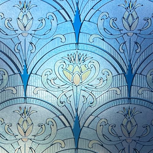 Chicskin 3D Vintage Stained Glass Window Film with Tools, Decorative Window Privacy Film for Room/Door/Home Decor, Twilight Iris, 16.93"X78.74"(43X200CM) - Image 3