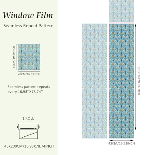 Chicskin 3D Vintage Stained Glass Window Film with Tools, Decorative Window Privacy Film for Room/Door/Home Decor, Twilight Iris, 16.93"X78.74"(43X200CM) - Image 2