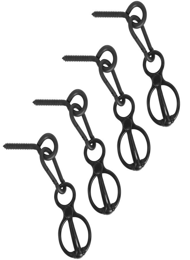 Swess 4 Sets Horse Tie Ring, Horse Tack and Supplies, Safe Horse Accessories Training Equipment with Eye Bolt and Snaps Saddle Black - Image 1