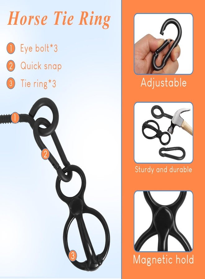 Swess 4 Sets Horse Tie Ring, Horse Tack and Supplies, Safe Horse Accessories Training Equipment with Eye Bolt and Snaps Saddle Black - Image 5