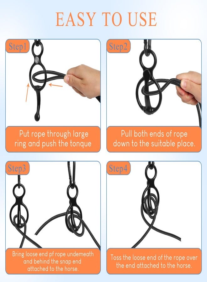 Swess 4 Sets Horse Tie Ring, Horse Tack and Supplies, Safe Horse Accessories Training Equipment with Eye Bolt and Snaps Saddle Black - Image 3