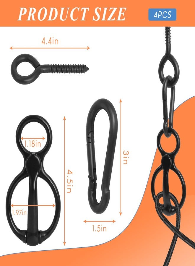 Swess 4 Sets Horse Tie Ring, Horse Tack and Supplies, Safe Horse Accessories Training Equipment with Eye Bolt and Snaps Saddle Black - Image 2