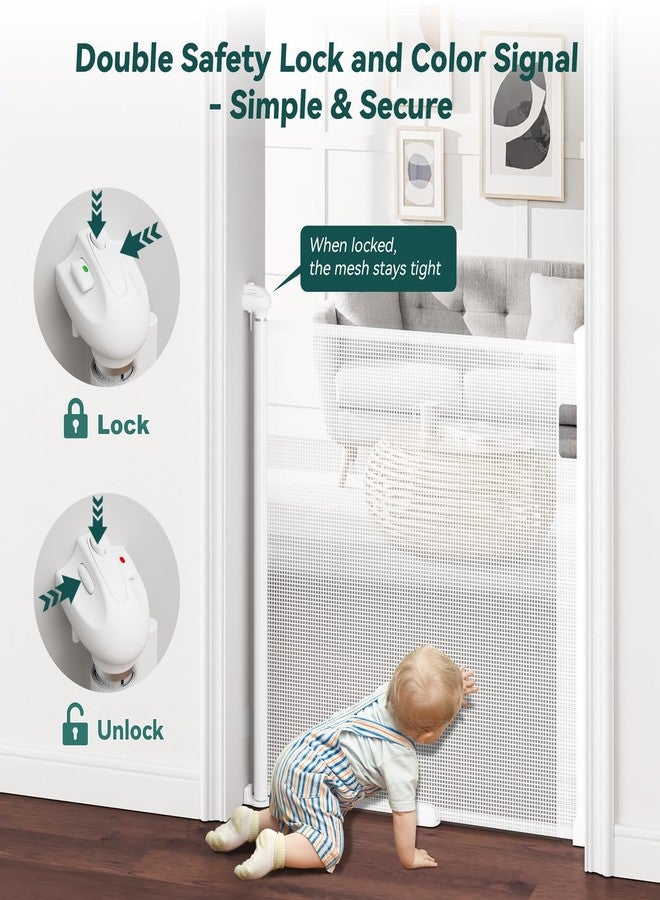 Babepai Retractable Baby Gates for Stairs, Retractable Dog Gate for Indoor/Outdoor Use | Child Gates for Doorways, Deck, Porch, Hallways, Patio (White, 55" Wide 34" Height) - Image 5