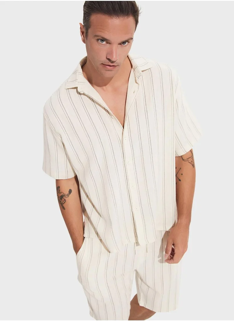 JUNE Drawstrings Striped Shorts