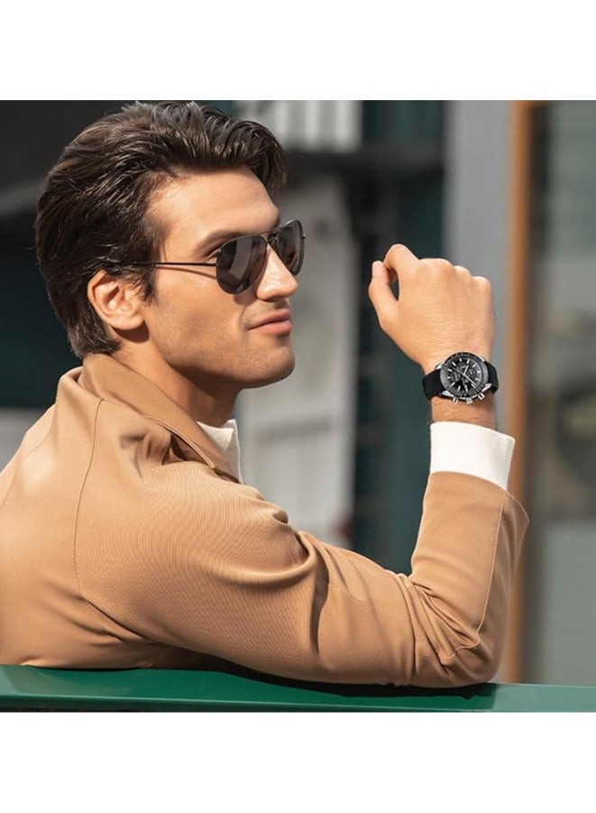 BENYAR Mens Watch Waterproof Chronograph Date Watch for Men Rubber Strap Quartz Movement Analog Watch Business Casual Gift for Men - Image 2