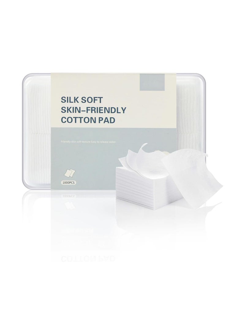 SOLARAE 1000PCS Premium Non-Woven Cotton Pads for Makeup Removal, Soft Facial Cotton Squares for Toner and Skincare, Natural Cosmetic Remover Pads for Gentle Cleansing. - Image 1