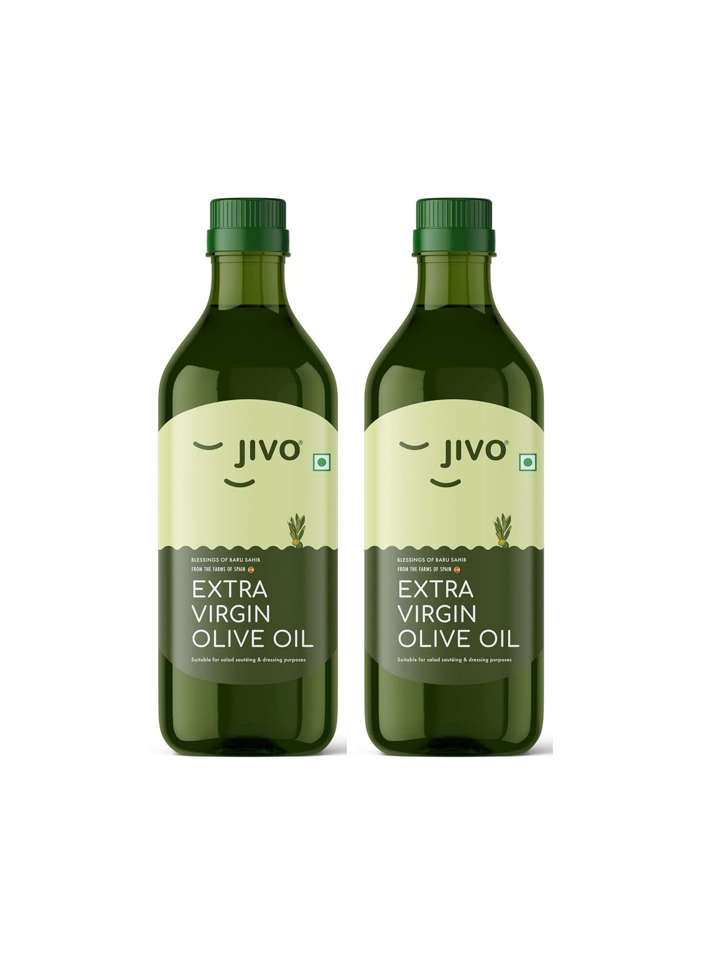 Jivo Extra Virgin Olive Oil 1 litre | Contains Vitamin E | Low in Saturated Fat | Natural Cooking Oil, for Dressings, Salad, and Soups, Dips & Marinades [Pack of 2 (1L Pet Bottle)]