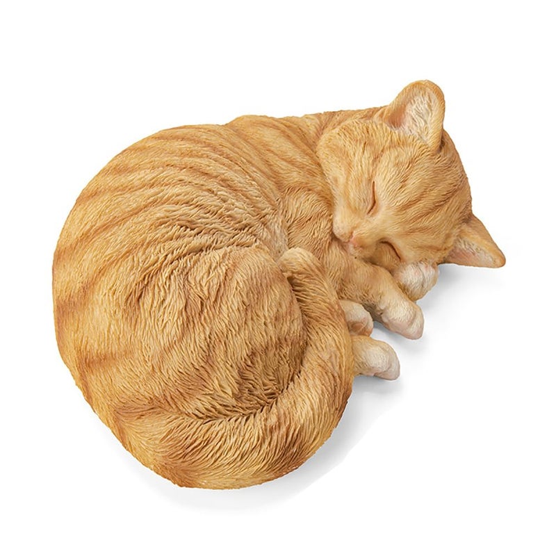 bositigo Sleeping Orange Tabby Cat Garden Statue Decor 8.27â€L, Resin Realistic Sculptures Gift for Cats Lovers, Pet Memorial Stones for Loss of Pet, Kitty Figurine Art Decoration for Indoor Outdoor Home - Image 1