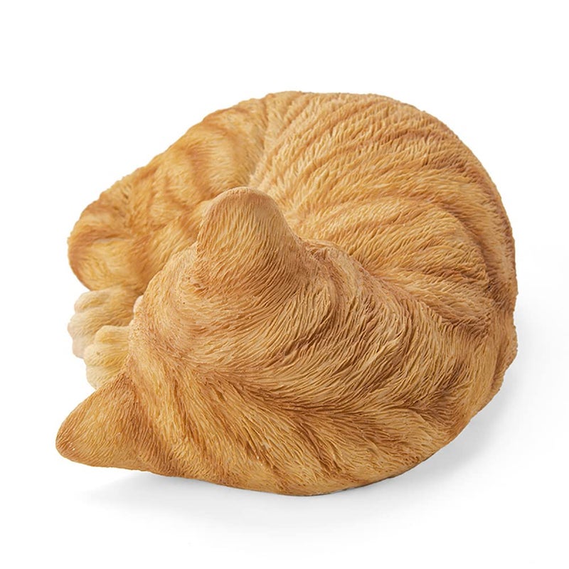 bositigo Sleeping Orange Tabby Cat Garden Statue Decor 8.27â€L, Resin Realistic Sculptures Gift for Cats Lovers, Pet Memorial Stones for Loss of Pet, Kitty Figurine Art Decoration for Indoor Outdoor Home - Image 3