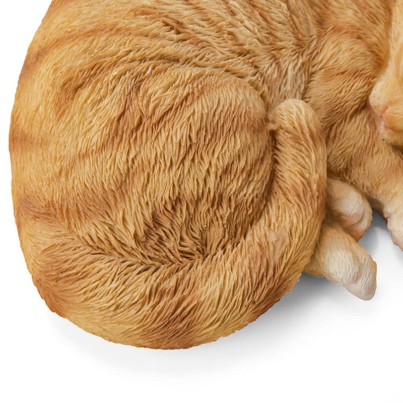 bositigo Sleeping Orange Tabby Cat Garden Statue Decor 8.27â€L, Resin Realistic Sculptures Gift for Cats Lovers, Pet Memorial Stones for Loss of Pet, Kitty Figurine Art Decoration for Indoor Outdoor Home - Image 4
