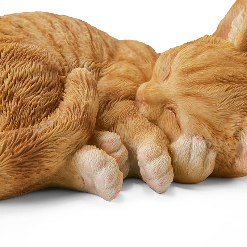 bositigo Sleeping Orange Tabby Cat Garden Statue Decor 8.27â€L, Resin Realistic Sculptures Gift for Cats Lovers, Pet Memorial Stones for Loss of Pet, Kitty Figurine Art Decoration for Indoor Outdoor Home - Image 5