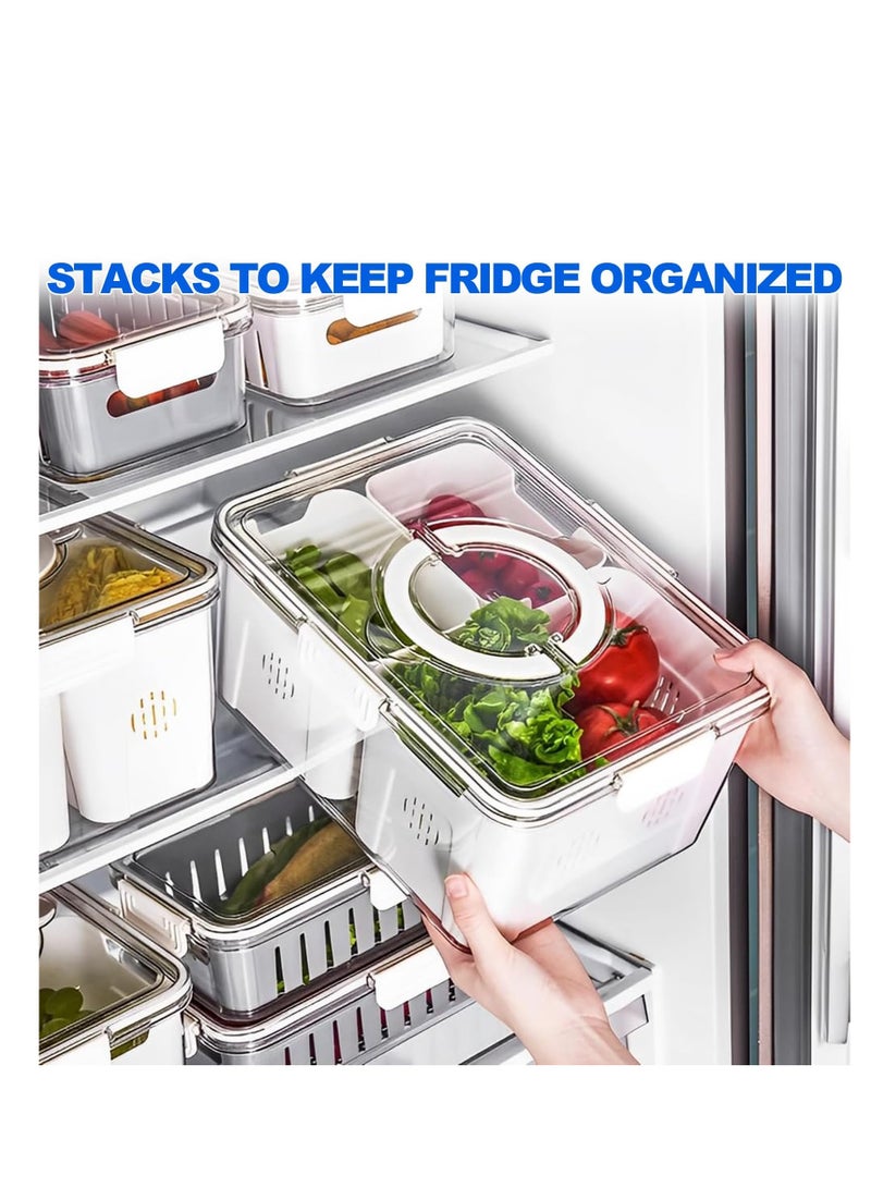 TRASSLE Fruit Storage Containers for Fridge with Lids, Handle and Removable Colanders, Portable Refrigerator Fruit Organizer Bins, BPA-Free Fresh Produce Saver & Food Box  - Image 5