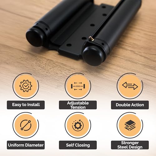 Hinge Outlet Adjustable Double Action Spring Hinge, Saloon, Swinging or Cafe Door Hinges - Highly Rust-Resistant, Self-Closing, Dual-Swing (6 Inch, Brass) - Image 2