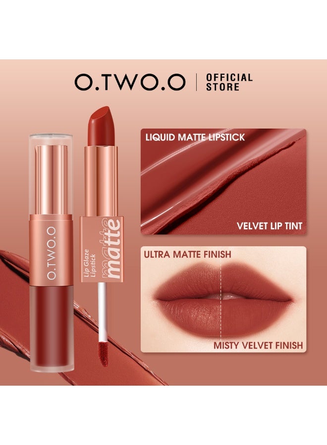 OTWOO O.TWO.O 2-in-1 Matte Lipstick & Lip Gloss – Waterproof, Double-Ended (#1,CHESTNUT) - Image 3