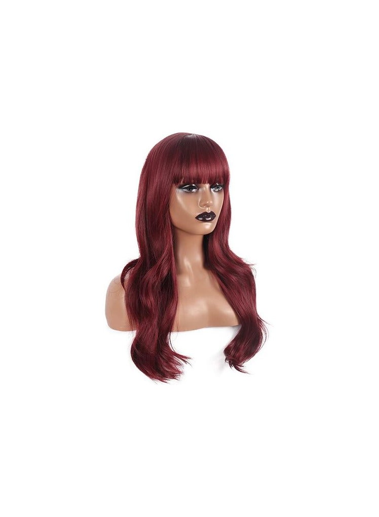 باروكة شعر صناعي طويل مموج  بلون احمر شعر حراري فايبر قابل للغسيل والمكواه - Image 1