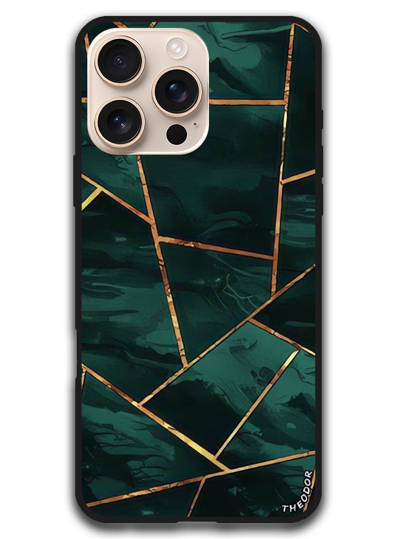 Theodor Protective Case Anti Scratch Shock Proof Bumper Cover For iPhone 16 Pro (6.3)-inch Green Pattern - Image 1