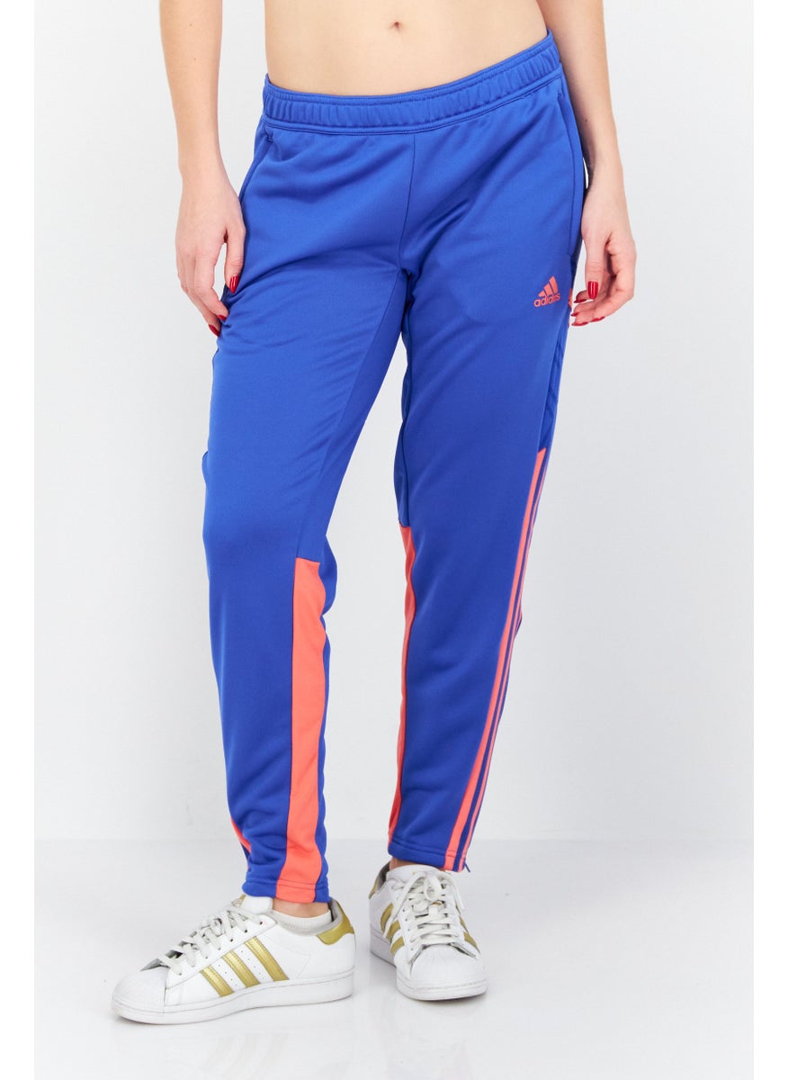 Adidas - Women Slim Fit Brand Logo Football Sweatpants, Blue Combo - Image 1