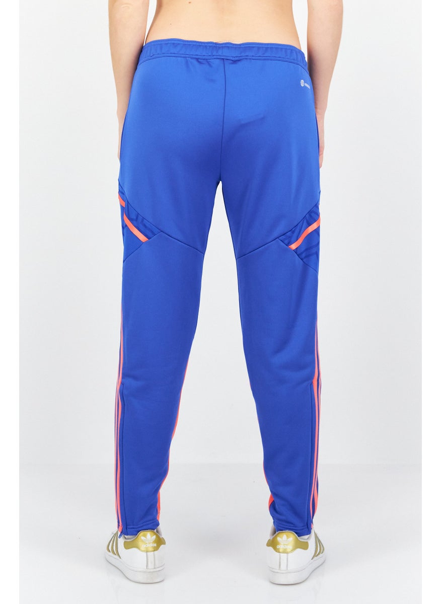 Adidas - Women Slim Fit Brand Logo Football Sweatpants, Blue Combo - Image 1
