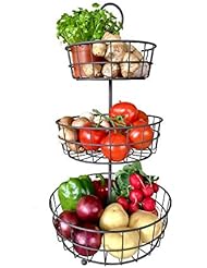 REGAL TRUNK CO Regal Trunk & Co. 3 Tier Fruit Basket - French Country Wire Basket by  | Three Tier Fruit Basket Stand for Storing &  - Image 1