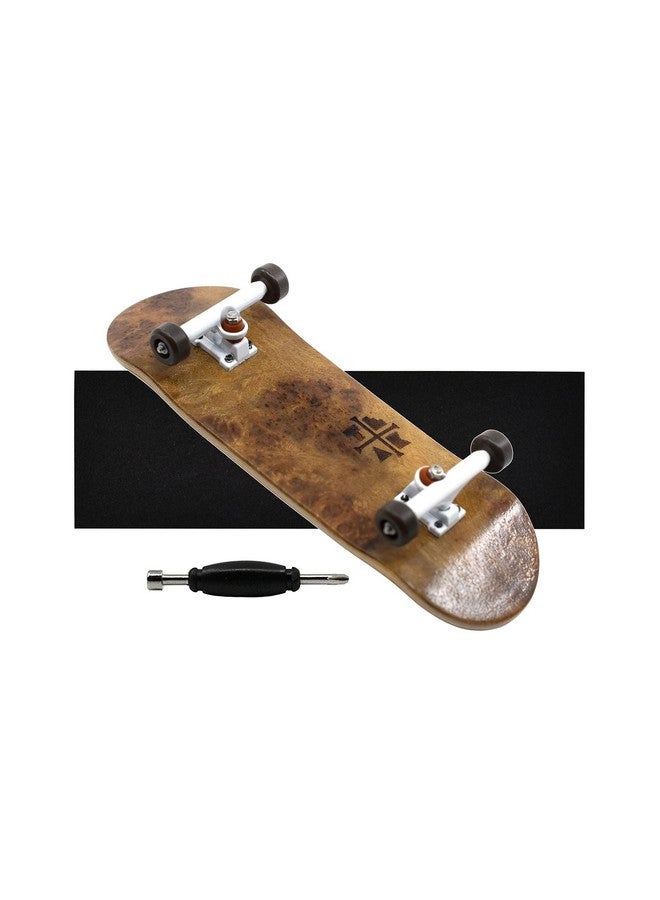Teak Tuning 32mm Pro Fingerboard Complete - Fully Assembled with Pro Level Components - Pro Shaped Wooden Deck (32x97mm), UltraSpin Bearing Wheels, Prodigy Gen2 Trucks - Toasted Smores - Image 3