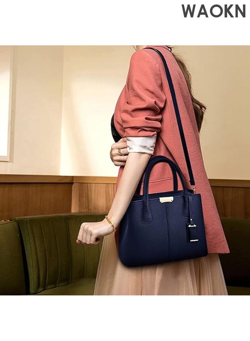 WAOKN Women Handbags and Purses Fashion Top Handle Satchel Tote ,PU Leather Shoulder Bags,Women's Fashion Luxury Shoulder Bags,Women's Fashion Luxury Shoulder Bags,Ladies Designer Vintage Handbag Tote Bags Clutch Bag,unisex,blue. - Image 5