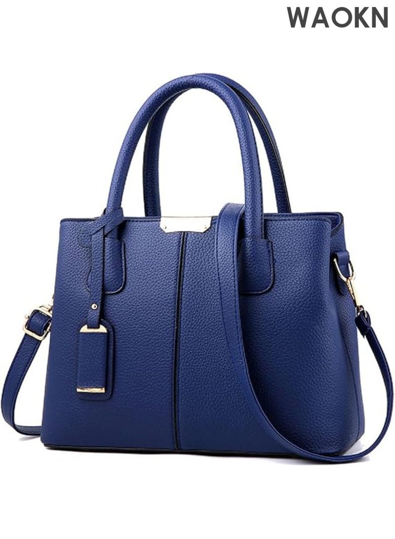 WAOKN Women Handbags and Purses Fashion Top Handle Satchel Tote ,PU Leather Shoulder Bags,Women's Fashion Luxury Shoulder Bags,Women's Fashion Luxury Shoulder Bags,Ladies Designer Vintage Handbag Tote Bags Clutch Bag,unisex,blue. - Image 1