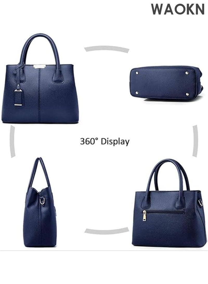 WAOKN Women Handbags and Purses Fashion Top Handle Satchel Tote ,PU Leather Shoulder Bags,Women's Fashion Luxury Shoulder Bags,Women's Fashion Luxury Shoulder Bags,Ladies Designer Vintage Handbag Tote Bags Clutch Bag,unisex,blue. - Image 4