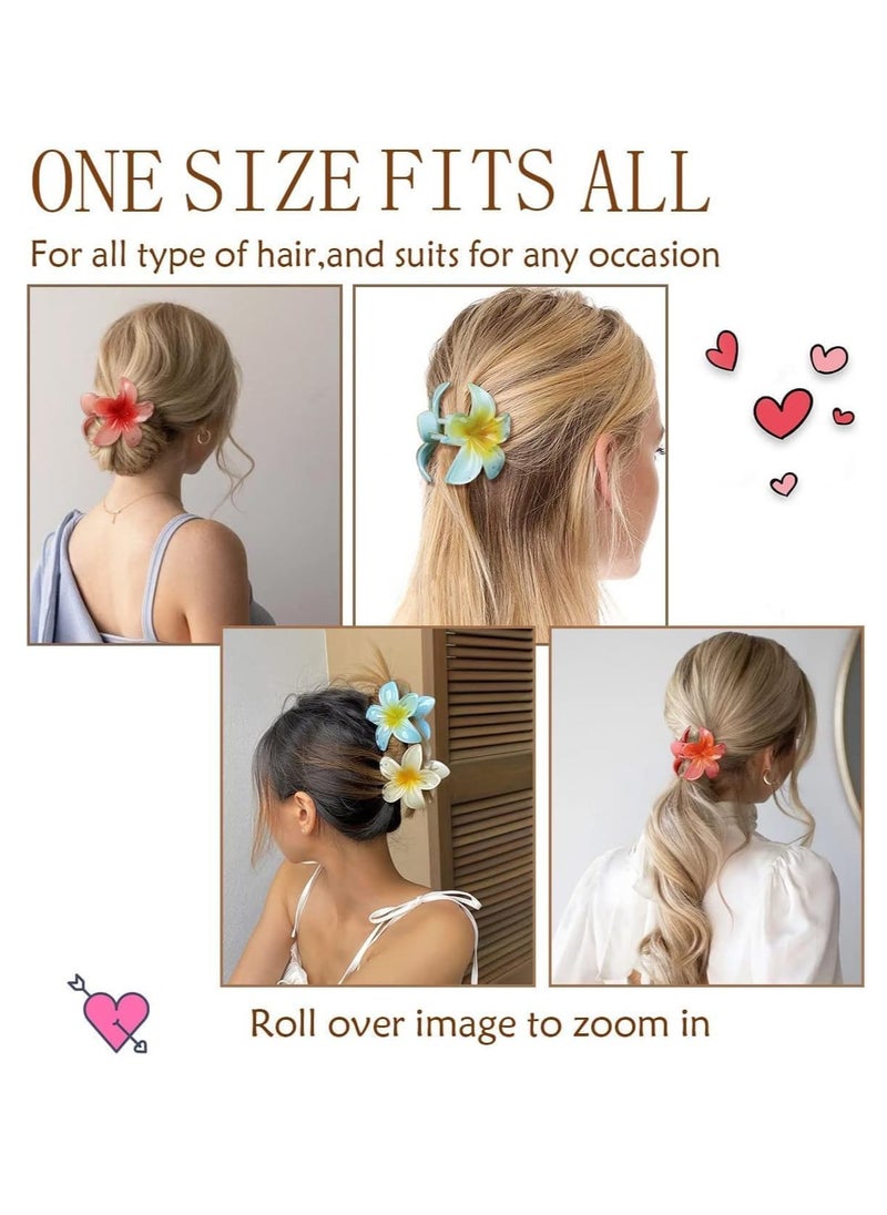 JOGAMS 6 Pcs Hawaiian Plumeria Flower Hair Claw Clips Matte No Slip Cute Clips Wedding Bridesmaid Flower Catch for Thick Thin Hair  - Image 2