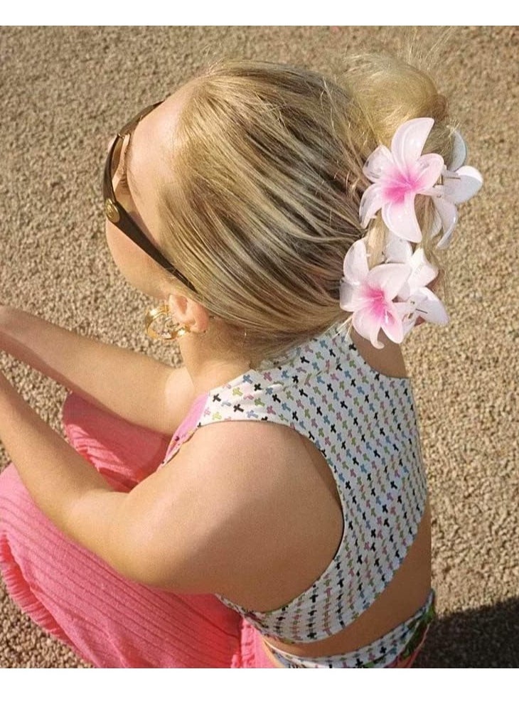JOGAMS 6 Pcs Hawaiian Plumeria Flower Hair Claw Clips Matte No Slip Cute Clips Wedding Bridesmaid Flower Catch for Thick Thin Hair  - Image 3