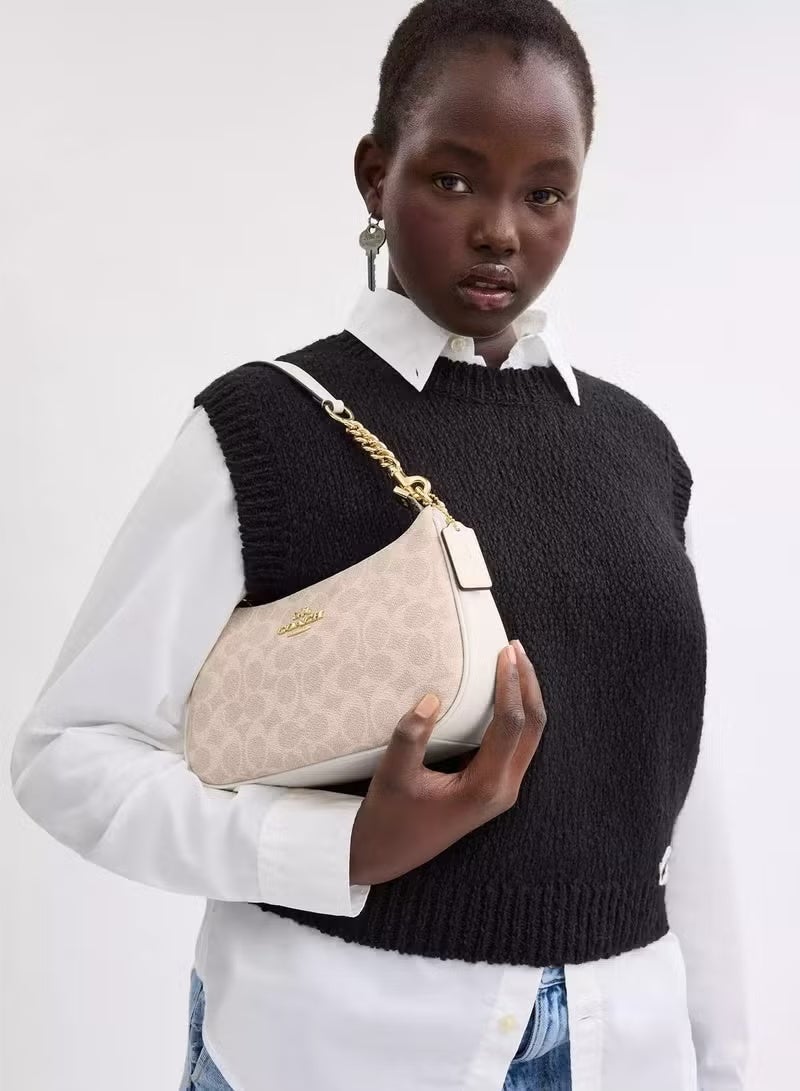 coachoutlet Coach Teri Women's Shoulder Bag In Signature Canvas, Women's Hand Bag, Women's Hobo Bag, Women's Tote Bag, Women's Travel Bag, Gold-White - Image 2