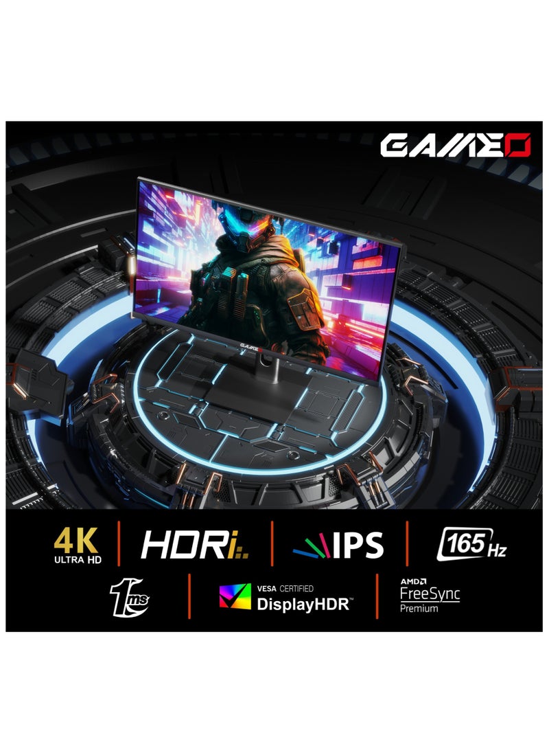 جامو - شاشة ألعاب مسطحة مقاس 27 بوصة بدقة 4K (3840*2160) Ultra HD 4K مع لوحة IPS، 165 هرتز، 1 مللي ثانية، حامل قابل للتعديل، HDMI 2.1، TYPE-C، DP1.4، HDR وAMD FreeSync | MR27UHD165IPS - Image 1