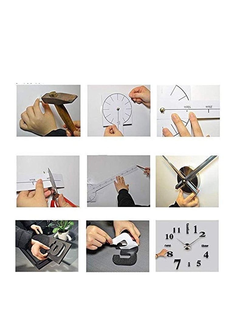 إيروريكس كبيرة لتقوم بها بنفسك كوارتز ثلاثية الأبعاد ساعة حائط أكريليك ملصق رسائل ورقم ساعة حائط ذهبي - Image 4