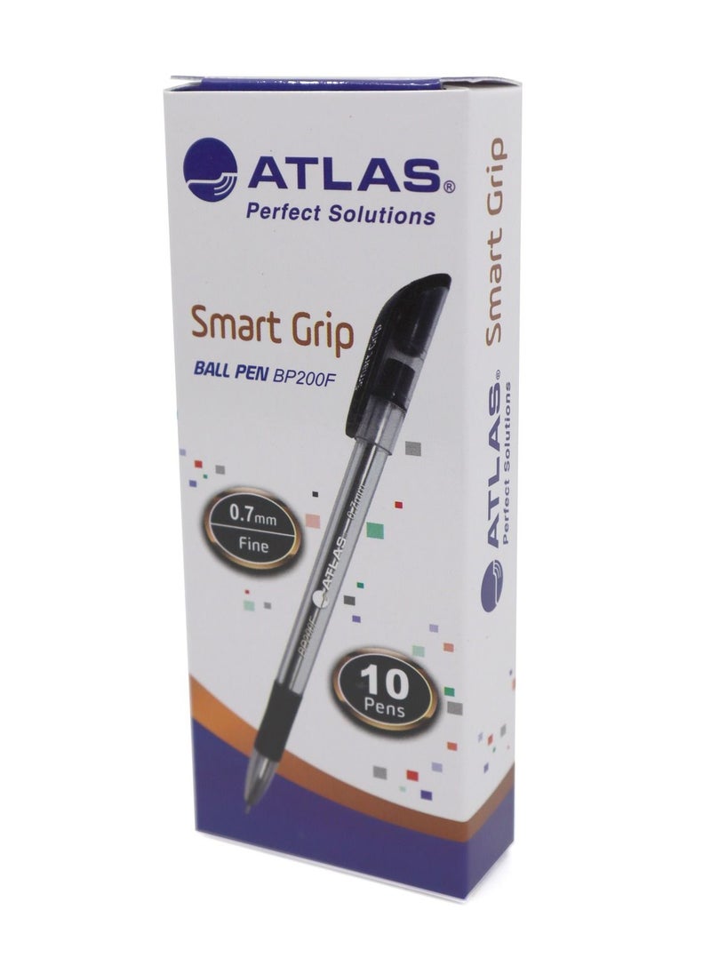 ATLAS 10-Piece Smart Grip Ball Pen Fine Tip Black Ink  - Image 1