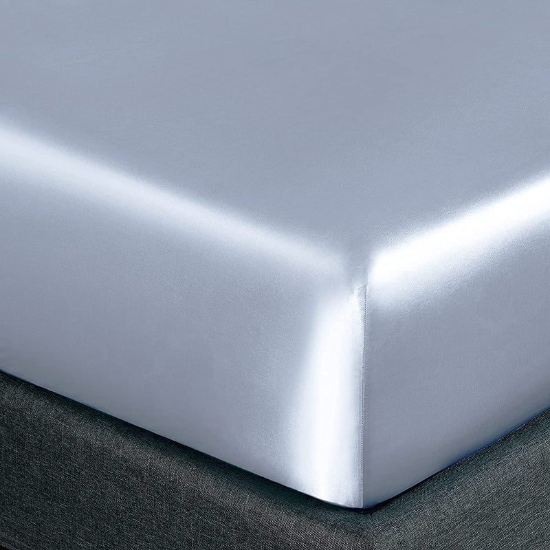 Homiest Homiest Baby Blue Satin Fitted Sheet Twin Size Fitted Bed Sheet  Deep Pocket Fitted Sheet Only  Luxury & Ultra Soft Bedding Fitted Sheet Single Bottom Bed Sheets Sold Separately  - Image 3