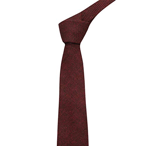 King & Priory Cranberry Red & Black Herringbone Necktie - Image 3