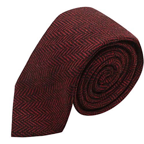 King & Priory Cranberry Red & Black Herringbone Necktie - Image 1