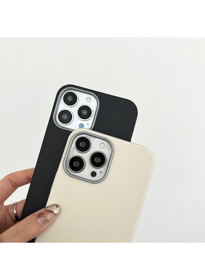 erorex Case For iPhone 16 Litchi Pattern Silver Edge Camera Frame Material Phone Case - Image 3