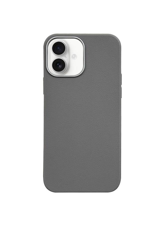 erorex Case For iPhone 16 Litchi Pattern Silver Edge Camera Frame Material Phone Case - Image 1