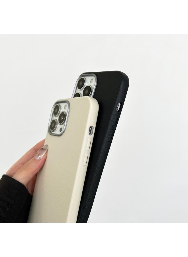 erorex Case For iPhone 16 Litchi Pattern Silver Edge Camera Frame Material Phone Case - Image 5