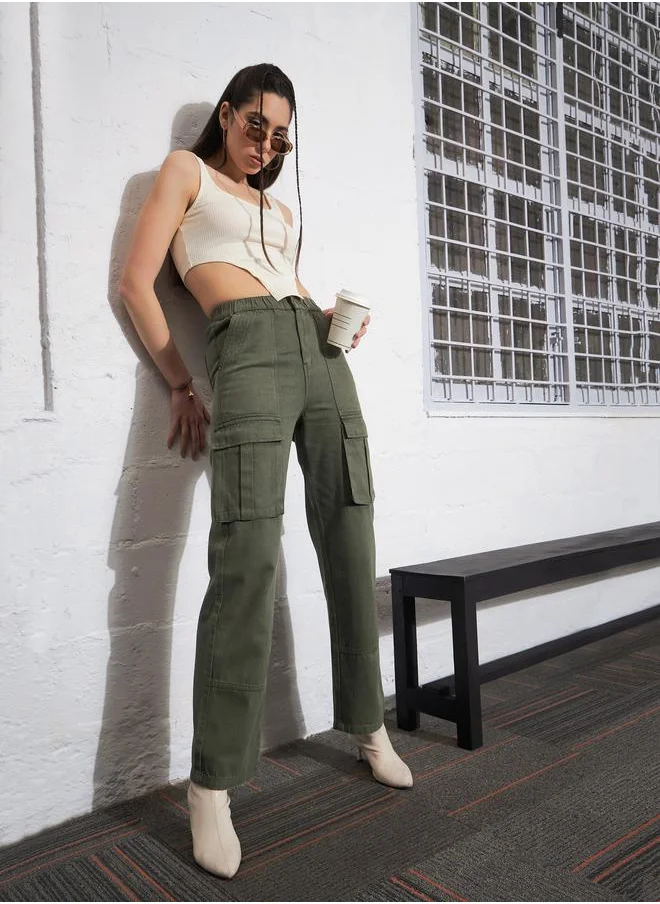 ساسافراس High Rise Box Pocket Cargo Jeans by Styli