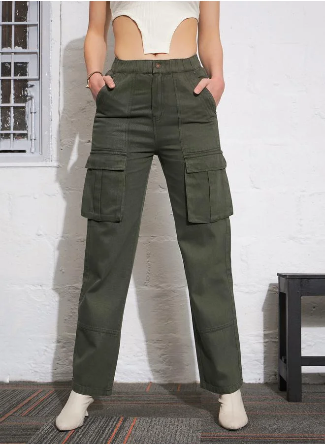 ساسافراس High Rise Box Pocket Cargo Jeans by Styli