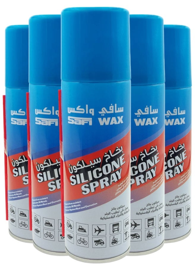 Safi WAX 5pcs Safi Wax Silicone Spray Moisturizes, Protects And Restores Elasticity for Rubber, Leather And Plastic Parts 200ml SFW-105 - Image 1