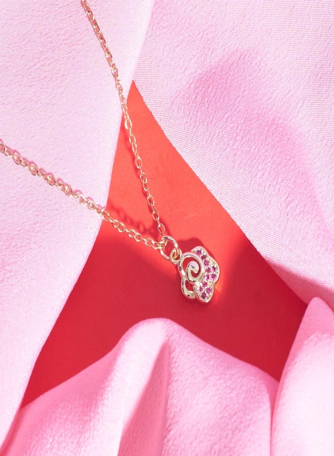 SALTY Anti Tarnish Rose Charm Pendant Necklace for Women | Stylish Locket Chain | Latest Fashion Jewellery Accessories for Girls | Minimal Jewelry | Ideal for Gifting | Marriage, Birthday | Gift for Valentine Day - Image 3