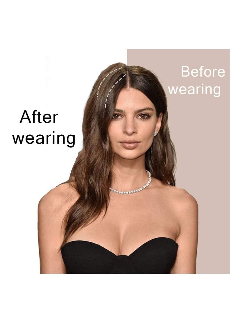 إستيل مشابك في قطعة شعر اصطناعي قصير مفرود قطعة شعر دبوس شعر غير مرئية لتنعيم الشعر مما يضيف حجم الشعر الطبيعي المنفوش عالي الشعر 2 قطعة أسود طبيعي - Image 4