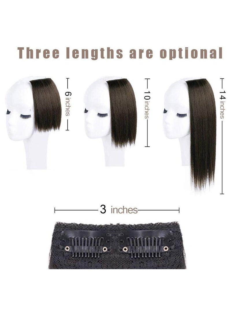 إستيل مشابك في قطعة شعر اصطناعي قصير مفرود قطعة شعر دبوس شعر غير مرئية لتنعيم الشعر مما يضيف حجم الشعر الطبيعي المنفوش عالي الشعر 2 قطعة أسود طبيعي - Image 3