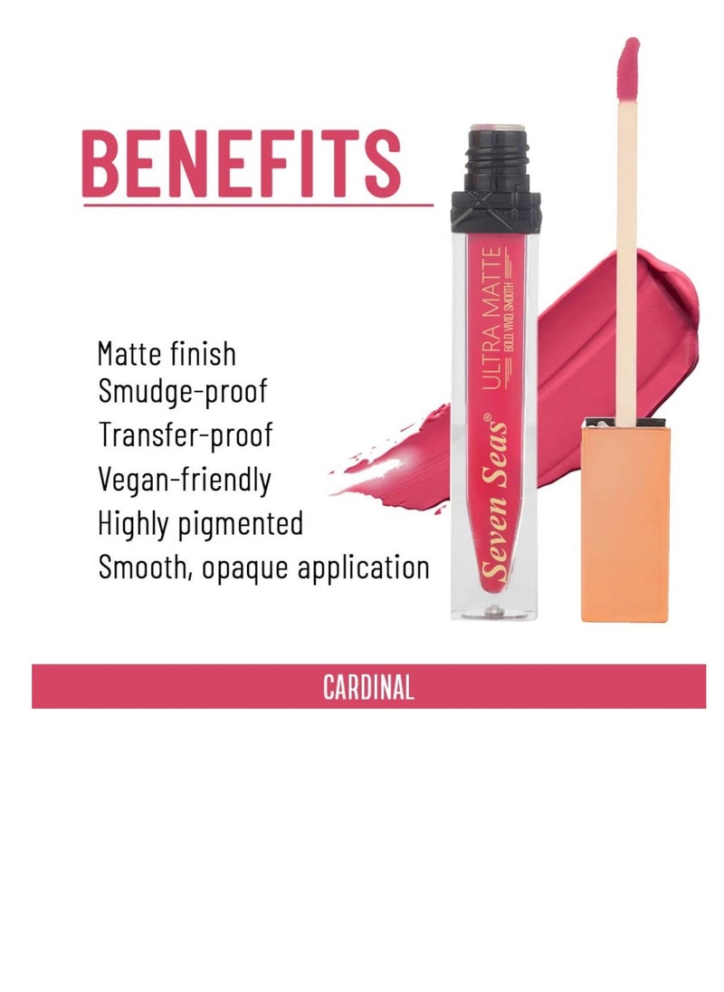 Seven Seas Seven Seas Ultra Smooth Matte Liquid Lipstick Smooth Lip Color Weightless Finish Long Lasting Matte Liquid Lipstick for Women Cardinal  - Image 4