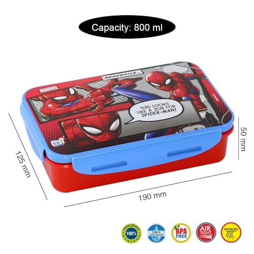 SKi Homeware Lock & Seal Disney Lunch Box + Water Bottle Combo, for School Kids, a Gift for Girls and Boys with Attractive Character Prints and Vibrant Colours (Spiderman 2) - Image 3