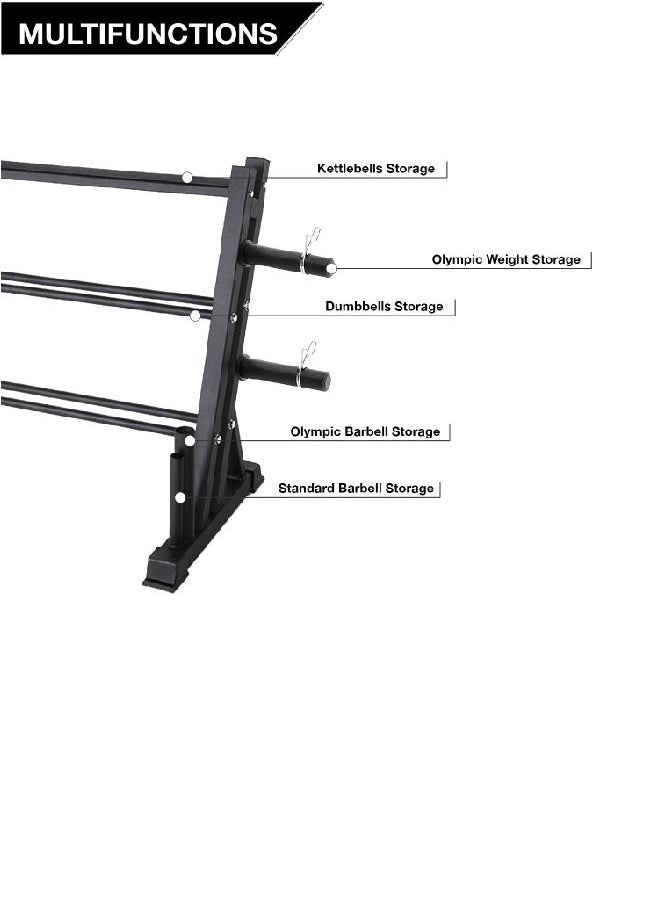 Yalla HomeGym Multifunctional Super Storage Rack Stand Weights Storage Rack for Dumbbells  Kettlebells Olympic Weight Plates And Olympic Barbells  - Image 3