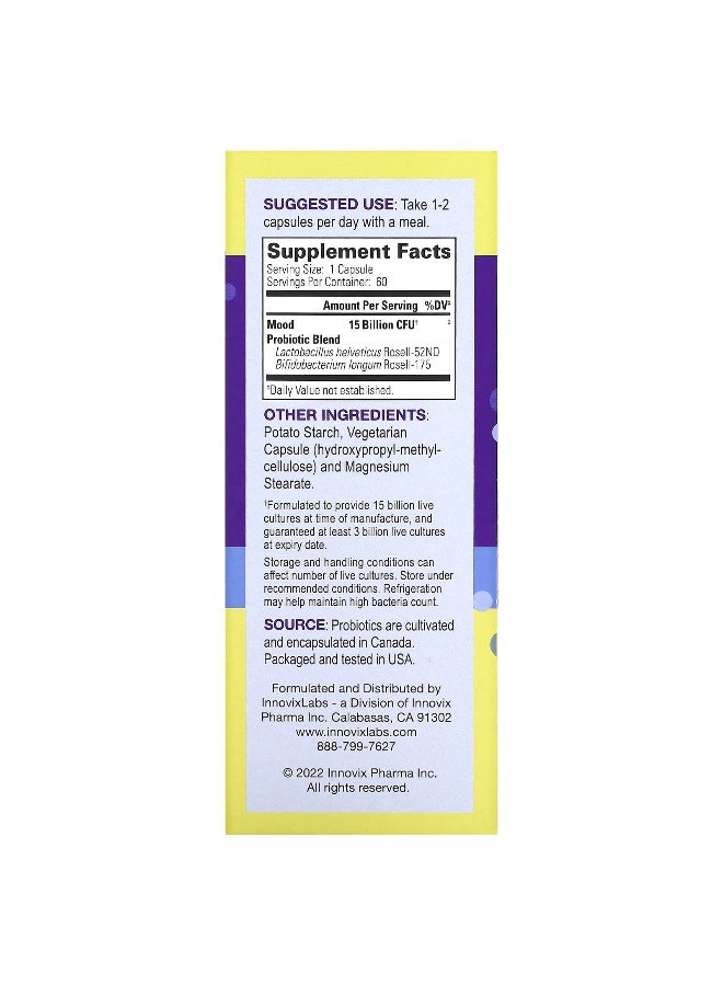 InnovixLabs InnovixLabs, Mood Probiotic, Mood Support Supplement, 60 Capsules - Image 2